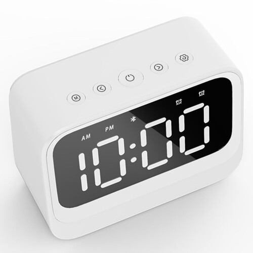 Bluetooth-Wecker mit Lautsprecher, zwei Alarme, Weiß 2