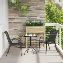 Berkfield Stackable Garden Chairs 2 pcs Black Textilene Fabric