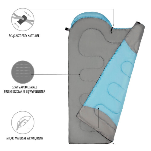 Hellblau-grauer Schlafsack, mittlere Größe 1