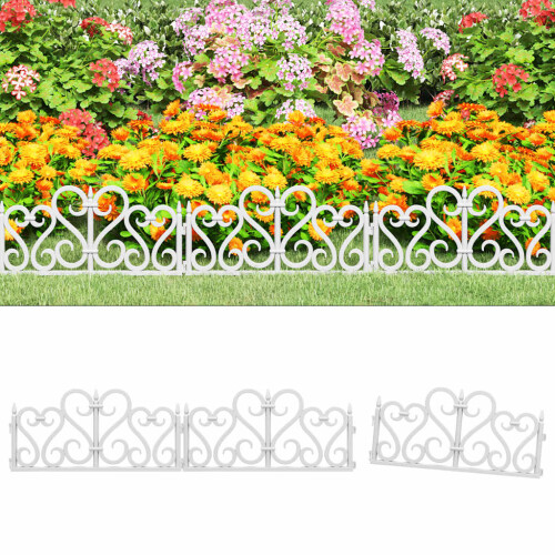 Berkfield Lawn Edgings 17 pcs White 10 m PP