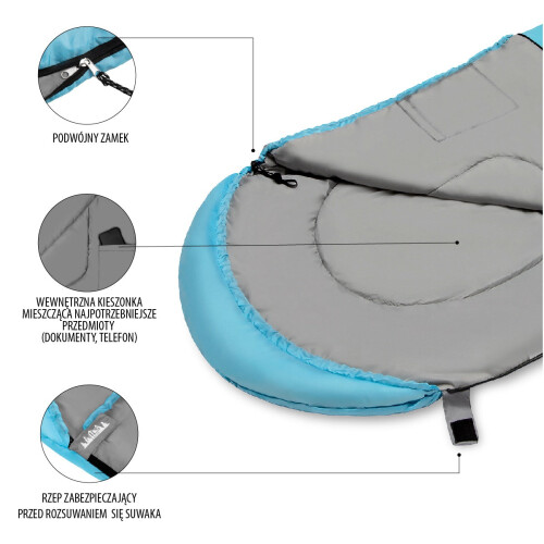 Hellblau-grauer Schlafsack, mittlere Größe 2