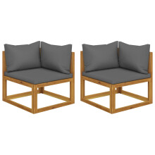 Berkfield Sectional Corner Sofas 2 pcs with Cushions Solid Wood Acacia