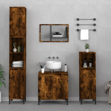 Berkfield 3 Piece Bathroom Furniture Set Smoked Oak Engineered Wood