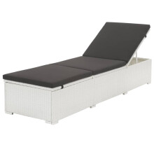 Berkfield Sun Lounger with Black Cushion Poly Rattan White