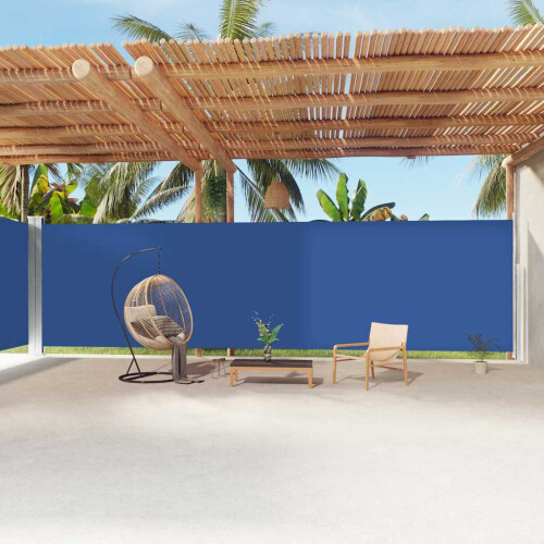 Berkfield Retractable Side Awning Blue 220x1200 cm