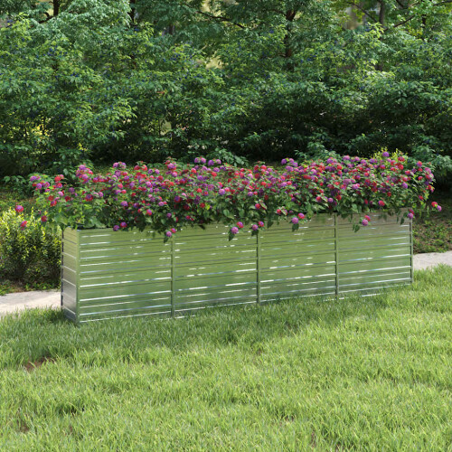 Berkfield Garden Raised Bed 320x40x77 cm Galvanized Steel Silver