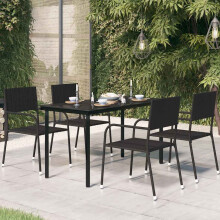 Berkfield Garden Dining Table Black 140x70x74 cm Steel and Glass