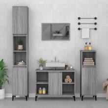 Berkfield 3 Piece Bathroom Furniture Set Grey Sonoma Engineered Wood