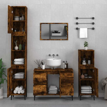 Berkfield 3 Piece Bathroom Furniture Set Smoked Oak Engineered Wood
