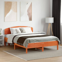 Berkfield Bed Frame without Mattress Wax Brown 120x190 cm Small Double Solid Wood Pine
