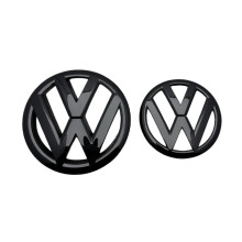 2pcs Glossy Black Logo Emblems - Compatible with VW Golf 6 VI MK6, Front 135mm + Rear 110mm Badge Set, Direct Replacement