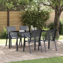 Berkfield Stackable Garden Chairs 4 pcs Grey Textilene Fabric