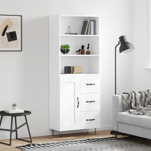 Berkfield Highboard White 69.5x34x180 cm Engineered Wood