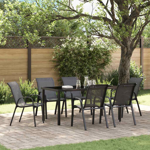 Berkfield Stackable Garden Chairs 6 pcs Black Textilene Fabric