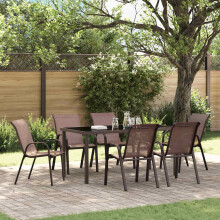 Berkfield Stackable Garden Chairs 6 pcs Brown Textilene Fabric