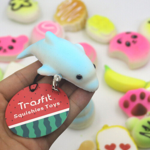 12pcs Random Kawaii Squishy Charms Set Soft Cake Panda Bread Buns Keychain Phone Strap 2