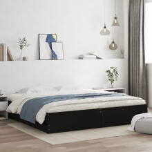 Berkfield Bed Frame with Drawers without Mattress Black 180x200 cm Super King