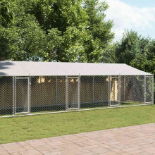 Berkfield Dog Cage with Roof and Doors Grey 12x2x2 m Galvanised Steel
