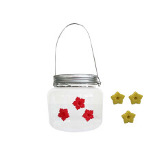 Alimentador de beija-flor de 500ml, portátil, para pendurar em jardins, quintais e pátios, com reservatório transparente.