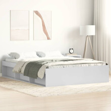 Berkfield Bed Frame without Mattress White 150x200 cm King Size King Size