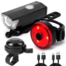 Φως ποδηλάτου LED, επαναφορτιζόμενο USB, αδιάβροχο μπροστινό φως ποδηλάτου, πίσω