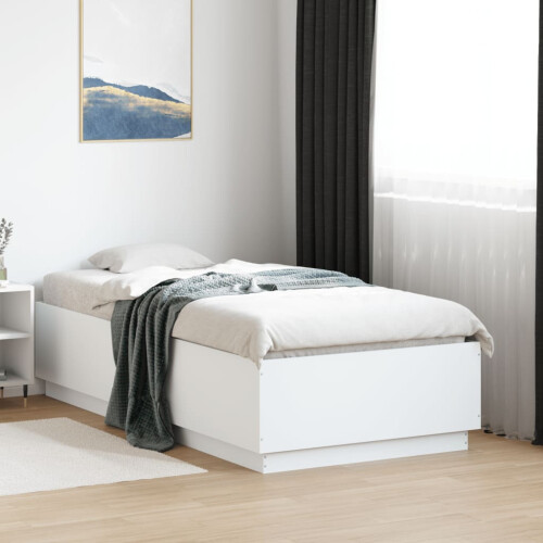 Berkfield Bed Frame with LED without Mattress White 90x190 cm Single