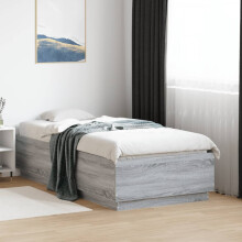 Berkfield Bed Frame with LED without Mattress Grey Sonoma 90x190 cm Single