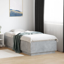 Berkfield Bed Frame with LED without Mattress Concrete Grey 75x190 cm Small Single