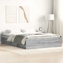 Berkfield Bed Frame without Mattress Grey Sonoma 150x200 cm King Size King Size