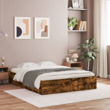 Berkfield Bed Frame with Drawers without Mattress Smoked Oak 150x200 cm King Size