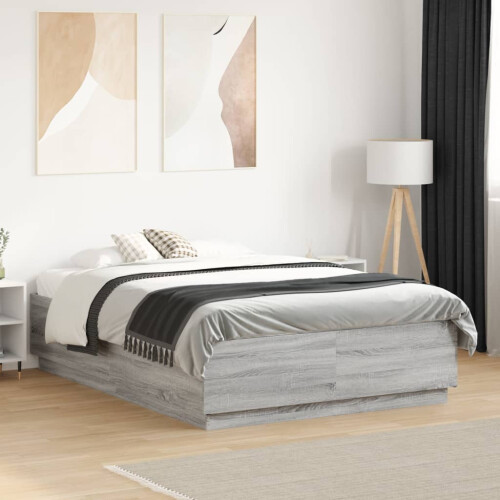 Berkfield Bed Frame without Mattress Grey Sonoma 135x190 cm Double