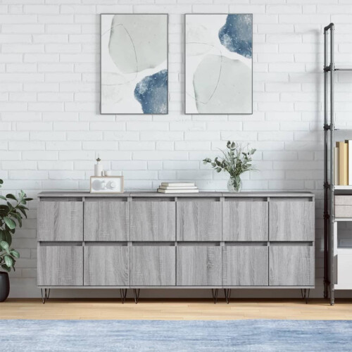 Berkfield Sideboards 3 pcs Grey Sonoma Engineered Wood