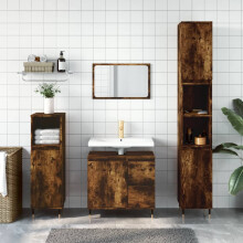 Berkfield 3 Piece Bathroom Furniture Set Smoked Oak Engineered Wood