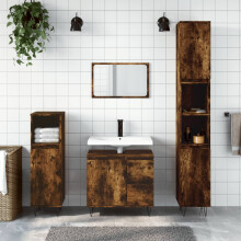 Berkfield 3 Piece Bathroom Furniture Set Smoked Oak Engineered Wood