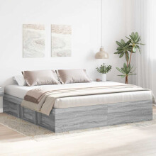 Berkfield Bed Frame without Mattress Grey Sonoma 180x200 cm Super King Super King Size