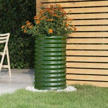 Berkfield Garden Planter Galvanised Steel 40x40x68 cm Green