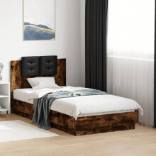 Berkfield Bed Frame with LED without Mattress Smoked Oak 75x190 cm Small Single