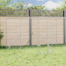 Berkfield Outdoor Dog Kennel Silver 4x4x2 m Galvanised Steel