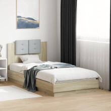 Berkfield Bed Frame with LED without Mattress Sonoma Oak 75x190 cm Small Single