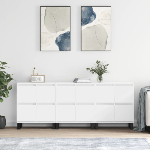 Berkfield Sideboards 3 pcs White Engineered Wood