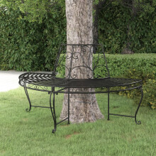 Berkfield Half Round Tree Bench ò160 cm Black Steel