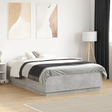 Berkfield Bed Frame without Mattress Concrete Grey 135x190 cm Double
