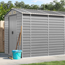 Berkfield Garden Shed Light Grey 191x555x198 cm Galvanised Steel