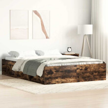 Berkfield Bed Frame without Mattress Smoked Oak 120x190 cm Small Double Small Double