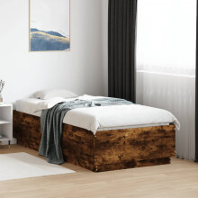 Berkfield Bed Frame without Mattress Smoked Oak 75x190 cm Small Single