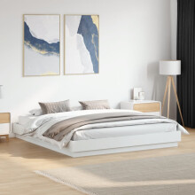 Berkfield Bed Frame with LED without Mattress White 180x200 cm Super King