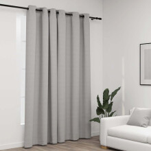 Berkfield Linen-Look Blackout Curtains with Grommets Grey 290x245cm