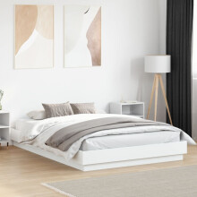 Berkfield Bed Frame with LED without Mattress White 150x200 cm King Size