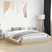 Berkfield Bed Frame with LED without Mattress Sonoma Oak 150x200 cm King Size