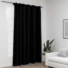 Berkfield Linen-Look Blackout Curtains with Hooks Black 290x245 cm